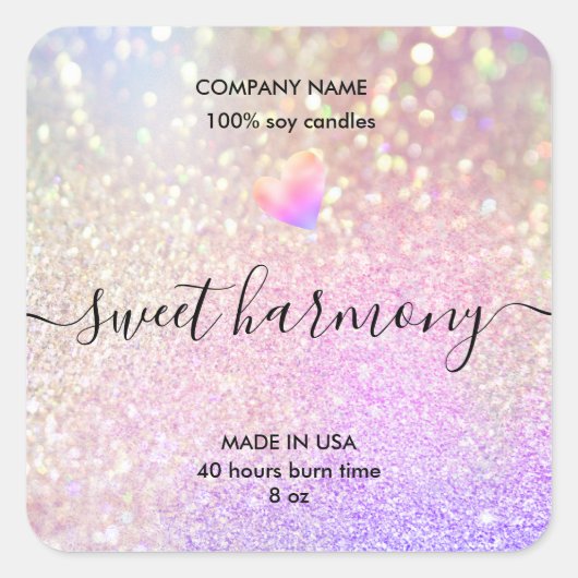 キャンドルラベル製品ラベルiridescent jarラベル スクエアシール (正面)