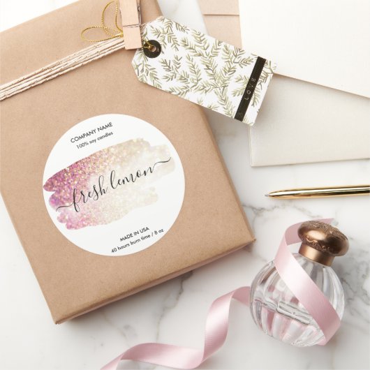 キャンドルラベル製品赤面ピンク金ゴールド瓶ラベル ラウンドシール (ギフト)