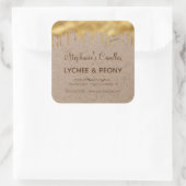 キャンドルラベル |クラフト上の金ゴールドの滴下紙 スクエアシール (バッグ)