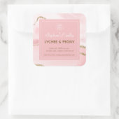 キャンドルラベル |ピンクマーブル&金ゴールドグリッター スクエアシール (バッグ)