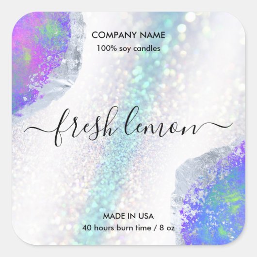 キャンドルラモダンベミニマルル虹色 スクエアシール (正面)