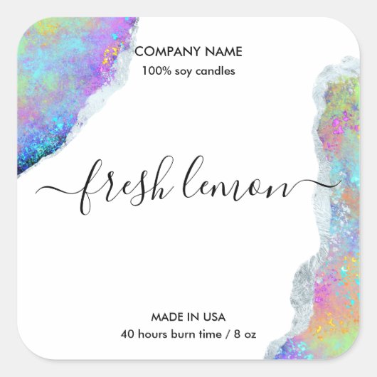 キャンドルラモダンベミニマルル虹色 スクエアシール (正面)