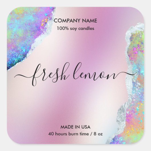 キャンドルラモダンベミニマルル虹色 スクエアシール (正面)