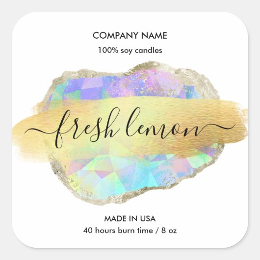 キャンドルラモダンベミニマルル虹色 スクエアシール (正面)