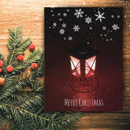 キャンドルランタン雪片クリスマス シーズンポストカード