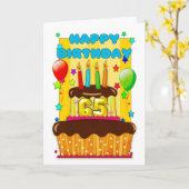 キャンドル付きお誕生日ケーキ – ハッピー65th誕生日 カード (黄色い花)