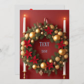 キャンドル付きのクリスマスリース シーズンカード (正面/裏面)