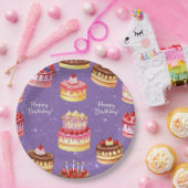 キャンドル付きのケーキ、Natasha Us ペーパープレート (パーティー)