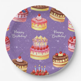 キャンドル付きのケーキ、Natasha Us ペーパープレート
