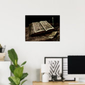 キャンドル付きオープンバイブル本 – van ゴッホ ポスター (ホームオフィス)