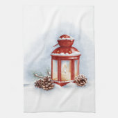 キャンドル付きキッチンタオル赤白熱［赤熱］光を放つ灯篭 キッチンタオル (縦)