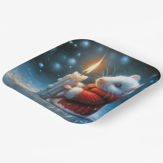 キャンドル付きクリスマスマ白熱［赤熱］光を放つウス ペーパープレート (傾斜あり)