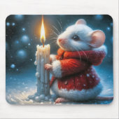 キャンドル付きクリスマスマ白熱［赤熱］光を放つウス マウスパッド (正面)