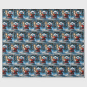 キャンドル付きクリスマスマ白熱［赤熱］光を放つウス ラッピングペーパー (フラット)