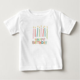 キャンドル付きハッピーバースデーTシャツ ベビーTシャツ