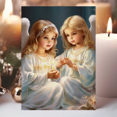 キャンドル付きヴィンテージクリスマスエンジェル シーズンカード