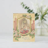 キャンドル付きヴィンテージクリスマス合唱団ボーイズ シーズンポストカード (スタンド正面)