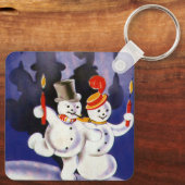 キャンドル付きヴィンテージクリスマス踊り雪だるま キーホルダー (裏面)