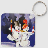 キャンドル付きヴィンテージクリスマス踊り雪だるま キーホルダー (裏面)