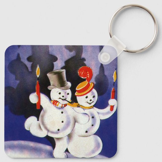 キャンドル付きヴィンテージクリスマス踊り雪だるま キーホルダー (裏面)