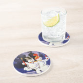 キャンドル付きヴィンテージクリスマス踊り雪だるま コースター (側面)