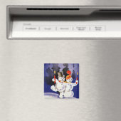 キャンドル付きヴィンテージクリスマス踊り雪だるま マグネット (インサイチュ (食洗機))