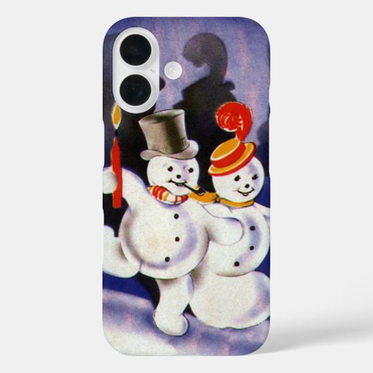 キャンドル付きヴィンテージクリスマス踊り雪だるま Case-Mate iPhoneケース (裏面)