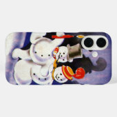 キャンドル付きヴィンテージクリスマス踊り雪だるま Case-Mate iPhoneケース (裏面 (横))