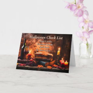 キャンドル付き面白いハロウィンワインチェックリスト カード