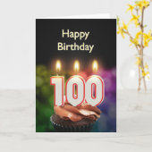 キャンドル付き100誕生日カード カード (黄色い花)