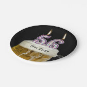 キャンドル付き56歳のバースデービール ペーパープレート (アングル)