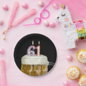 キャンドル付き61歳のバースデービール ペーパープレート (パーティー)