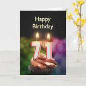 キャンドル付き71誕生日カード カード (黄色い花)