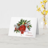 キャンドル企業のとオーナメント付きクリスマスカード カード (黄色い花)