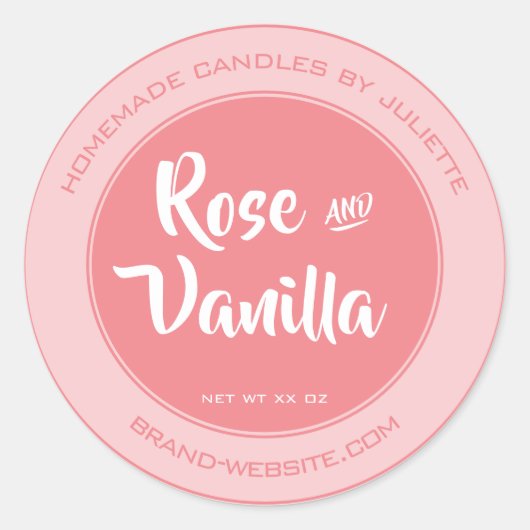 キャンドル包装バラピンクサークル製品名 ラウンドシール (正面)