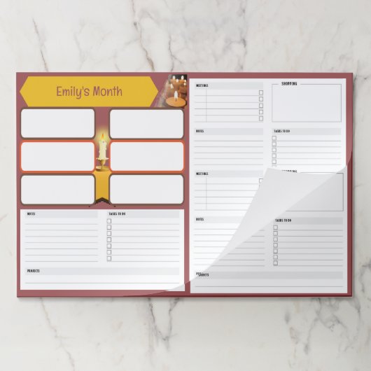 キャンドル名前をカスタムするプランナートラッカーオーガナイザーシート ペーパーパッド (折り畳み)