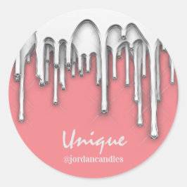 キャンドル小さなバスインネーム銀グレーピンク ラウンドシール