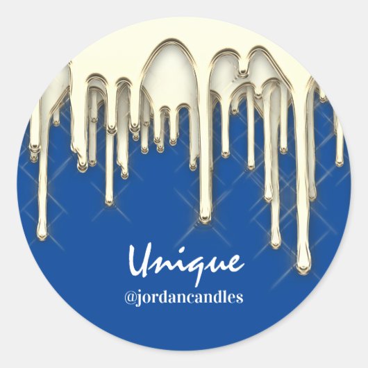 キャンドル小さなバスビジネス名フェイク金ゴールドブルー ラウンドシール (正面)