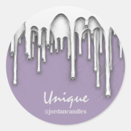 キャンドル小さなバス商店名シルバーグレーパープル ラウンドシール