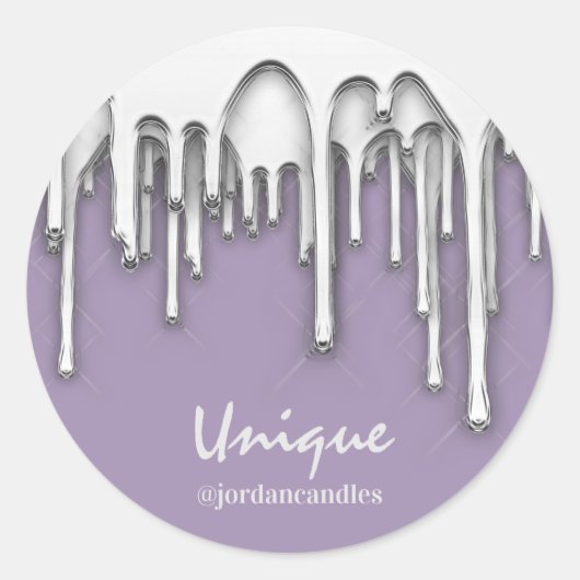 キャンドル小さなバス商店名シルバーグレーパープル ラウンドシール (正面)