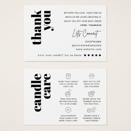 キャンドル気にサンキューカード (正面&裏面)