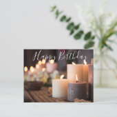 キャンドル照明ハッピーバースデー願い ポストカード (スタンド正面)