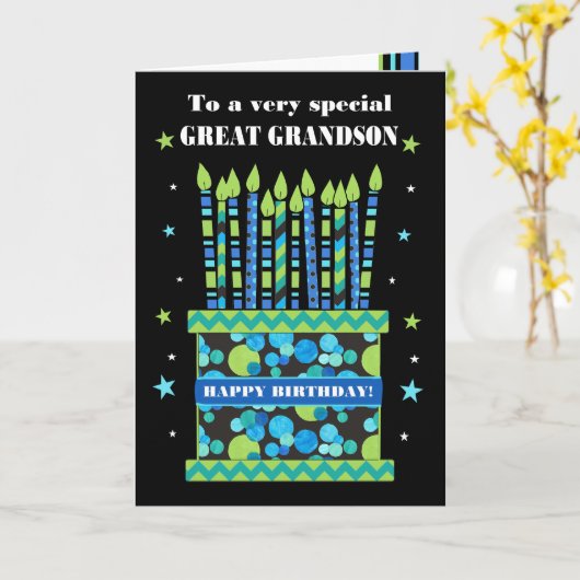 キャンドル素晴らしカード付きの孫お誕生日ケーキ向け カード (黄色い花)