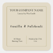 キャンドル製品ラベル スクエアステッカー ベージュ スクエアシール (正面)