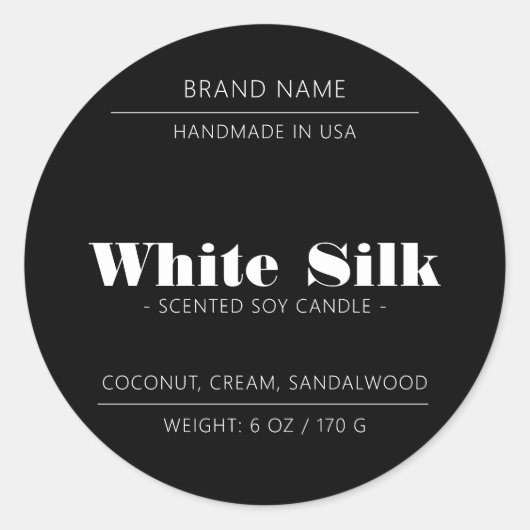 キャンドル製品包装ブラックラベル ラウンドシール (正面)