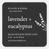 キャンドル製品包装白黒植物学 スクエアシール (正面)