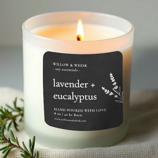 キャンドル製品包装白黒植物学 スクエアシール