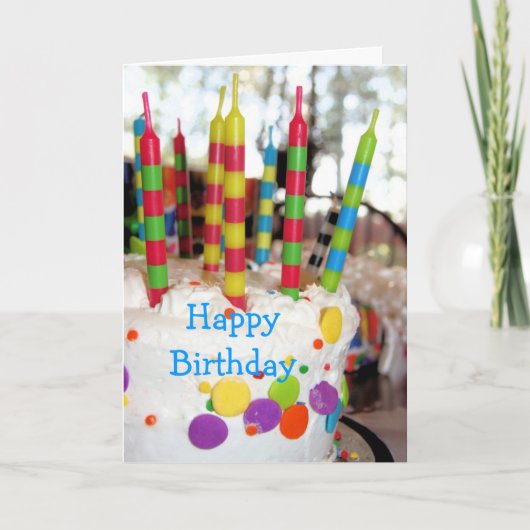 キャンドル誕生日グリーティングカード付きお誕生日ケーキ カード (正面)