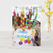 キャンドル誕生日グリーティングカード付きお誕生日ケーキ カード (黄色い花)