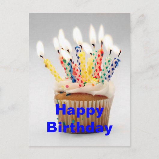 キャンドル誕生日グリーティングポストカード ポストカード (正面)